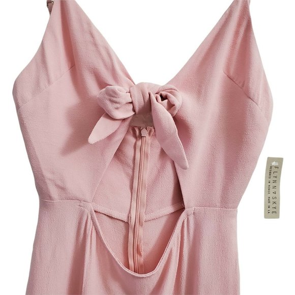 Flynn Skye Bri Mini Dress Large Pink Cut Out Front Tie Barbiecore Sleeveless NEW - Picture 4 of 12